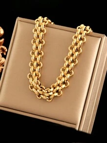 1pc Stainless Steel Personalized Hiphop Thick Chain OT Clasp Necklace, Suitable For Daily Wear And As Festival Gifts