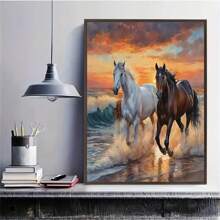 1pc 5D Diamond Painting Kit, DIY Handmade Diamond Art Painting, Galloping Horse Diamond Painting Decor - Multicolor - View 6