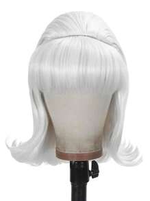 Ultimate Retro Chic 14-Inch Black Wig With Bangs | Heat-Resistant Synthetic Hair For Themed Parties And Halloween