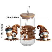 Bộ 4 miếng dán cốc nhựa tự dính UV DTF dành cho người yêu cà phê, miếng dán pha lê 3D chống thấm nước và chống trầy xước cho cốc và chai - Miếng dán chất lượng cao (4,3"X9,4") - Nhiều màu - Xem 2