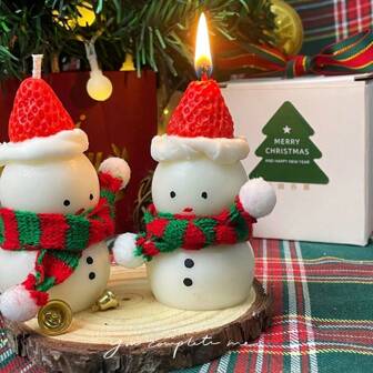 1pc Strawberry Snowman Scented Candle, Gift, Birthday Gift For Women, Cute Decor,Room Decor,Gifts Home Decor Christmas Decorations Room Decor Christmas, Christmas Gifts