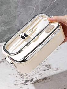 Bộ 3 hộp đựng cơm trưa bằng thép không gỉ 304 hình gấu trúc hoạt hình Giáng sinh, Hộp đựng cơm Bento hai lớp có lò vi sóng di động cho nhân viên văn phòng, Bộ đồ ăn, Đồ dùng học tập - Màu trắng sữa - Xem 7