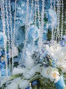 2 rollos/1 rollo-269cm Guirnalda de cuentas de cristal para colgar, cadenas de hilos de perlas de imitación para manualidades, decoración de bodas, fiestas de cumpleaños, centros de mesa, ramos de novia, manualidades con flores, decoraciones colgantes para interiores, decoración del hogar, hilos con cuentas de strass para manualidades y cortinas - Multicolor - Ver 3