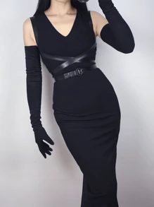 1 件女式 53 厘米长过肘手套，有海军蓝、橄榄绿、酒红色、黑色、红色可选。长款毛绒面料手套，分指，适合婚礼、派对、表演、角色扮演、节日装饰、复古风格礼仪手套、晚礼服配饰。适合春季、秋季和冬季。 - 彩色 - 查看 2