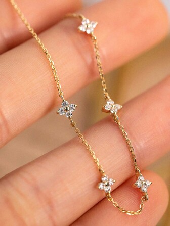 1pc Golden 5-Petal Quatrefoil Bracelet, Stylish Jewelry For Women, Suitable As Gift On Special Occasions