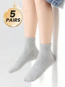 5 par czarno-białych/szarych skarpetek dziecięcych, skarpetki sportowe do kostki dla dzieci w jednolitym kolorze, skarpetki dla nastolatków i uczniów, gładkie, oddychające, klasyczne, minimalistyczne, oddychające, wygodne, modne skarpetki sportowe, skarpetki dla małych dzieci do noszenia w pomieszczeniach, odpowiednie do codziennego noszenia
