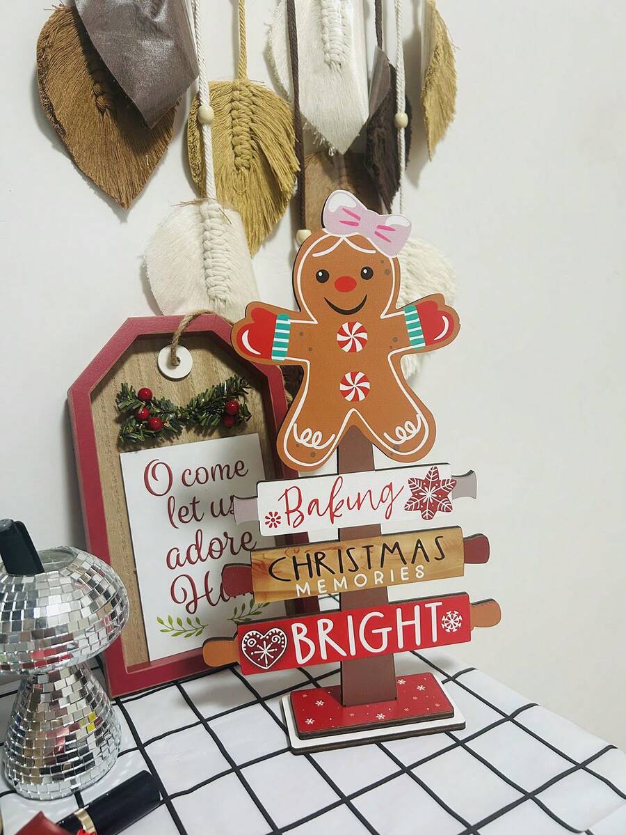 Decoratiuni de Crăciun din turtă dulce, Ornamente de masă pentru brad de Crăciun, Decor din lemn pentru scenă de Crăciun, de Crăciun