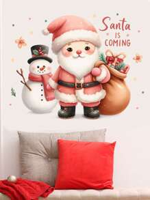 Happy Christmas Cartoon Santa Snowman Reindeer Wall Stickers Glass Window Stickers PVC Wall Clings Decals Home Showcase Decoration Wall Decals