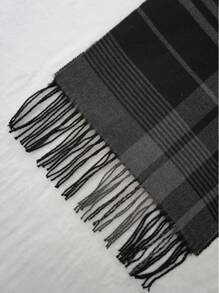 1 chiếc khăn quàng cổ kẻ caro cổ điển, khăn quàng cổ đan hai mặt ấm áp cho nam, quà tặng đa năng cho bạn trai, thích hợp cho mùa thu/đông, khăn quàng cổ giữ ấm, phụ kiện chăn cho nam - nhiều màu - Xem 4