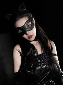 1 mặt nạ da, mặt nạ hóa trang cho phụ nữ, mặt nạ hóa trang tiệc tùng, mặt nạ mắt cosplay, phụ kiện mũ đội đầu cho tiệc ngày lễ, giáng sinh - màu đen - Xem 1