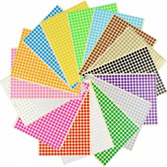 16 个/包彩色编码标签，6 毫米直径圆形彩色贴纸标签，16 种颜色，办公室和教室使用