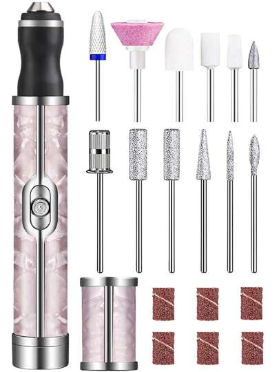 JMMO Trapano elettrico per unghie, Macchina per trapano elettrico ricaricabile USB per kit unghie in acrilico, Lime elettrica portatile e senza cavi per unghie con accessori per manicure e pedicure e punte per il trapano