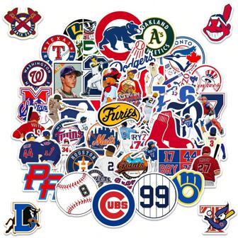 50pcs/Pack Baseball League Graffiti Stickers, DIY Decoration For Skateboard, Computer, Water Bottle, Helmet, Desk, Phone Case, Gifts Box, Envelopes Back To School
