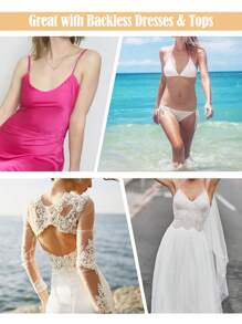 Women's Strapless Sticky Bra Backless Self Adhesive Invisible Bras Ultra Thin Lightweight Silicone Strong Stickiness Push UP Bras For Wedding Backless Wireless Evening Dresses - 皮膚色 - 查看 9