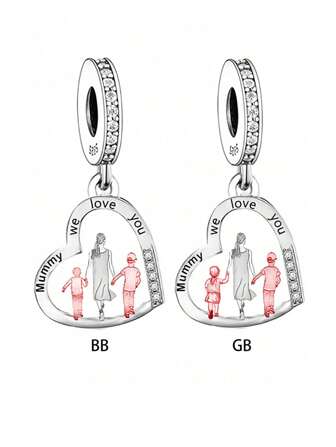1 st Minimalistisk 925 Sterling Silver Rose Gold Bicolor Family Walking Pendant Pärla DIY Jubileums Födelsedagspresent