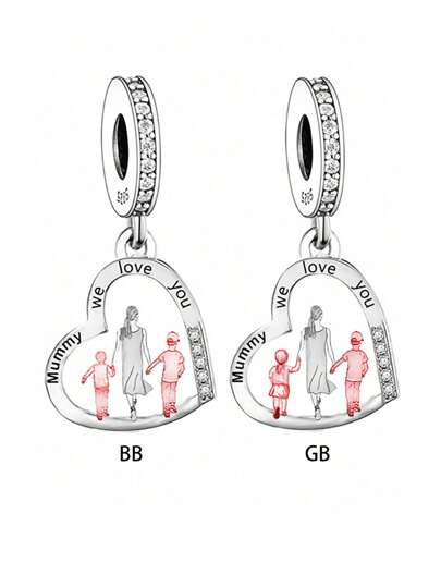 1pc Minimalist 925 Sterling Silver Rose Gold Bicolor Family Walking Pendant Bead DIY Anniversary Birthday Gift Valentines
