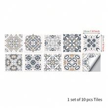10 件/包即撕即贴 PVC 水晶马赛克瓷砖贴纸，防水防油装饰瓷砖贴花，适用于厨房、浴室、家居装修 DIY，有 10x10cm、15x15cm、20x20cm 尺寸可选 - 彩色 - 查看 15