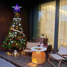 1pc/5.91in cho cây thông Noel cao 1,5cm và 1pc/8.66in cho cây thông Noel cao 1,8m, đèn LED trang trí Giáng sinh, đèn ngôi sao trang trí trên đỉnh cây thông Noel trong suốt, chạy bằng pin, hình ngôi sao 5 cánh, thích hợp cho cây thông, trang trí sân vườn và ngoài trời, đồ trang trí cây thông Noel lấp lánh, đèn dây ngôi sao 5 cánh LED cho sân, trang trí tiệc trong nhà, đồ trang trí Giáng sinh 5 sao - Nhiều màu - Xem 9