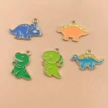 5/10pcs Enamel Drip Oil Cartoon Dinosaur Pendant, For DIY Earrings, Bracelets, Necklaces And Other Accessories - Alloy Material
