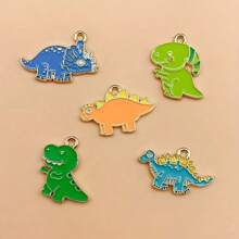 5/10pcs Enamel Drip Oil Cartoon Dinosaur Pendant, For DIY Earrings, Bracelets, Necklaces And Other Accessories - Alloy Material