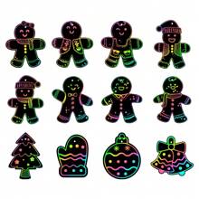 24pcs Christmas Scratch Art Crafts DIY Scratch Cards - Christmas Trees, Gingerbread Men & Winter Themes For Holiday Party & Home Decor - 24pcs/bag Gingerbread Man - View 1