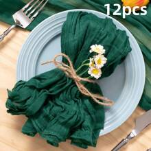6/12/18/24/30 Pieces Purple Gauze Cheese Cloth Napkins, Multi-Color Optional Cheese Cloth Napkins Bali Cheese Cloth Napkins, Rustic Bohemian Lavender Napkins, Lavender Napkins For Family Dinners, Restaurants, Wedding Receptions, Dinners, Holiday Parties, Table Decorations