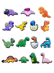 15Pcs/Set Dinosaur Series Shoe Charms For Shoe DIY Decoration Premium Quality Popular Charms Accessories Bubble Slides Sandals, PVC Shoe Decorations Beach Bag Accessories Great Gift For Teens Men Women And Adults