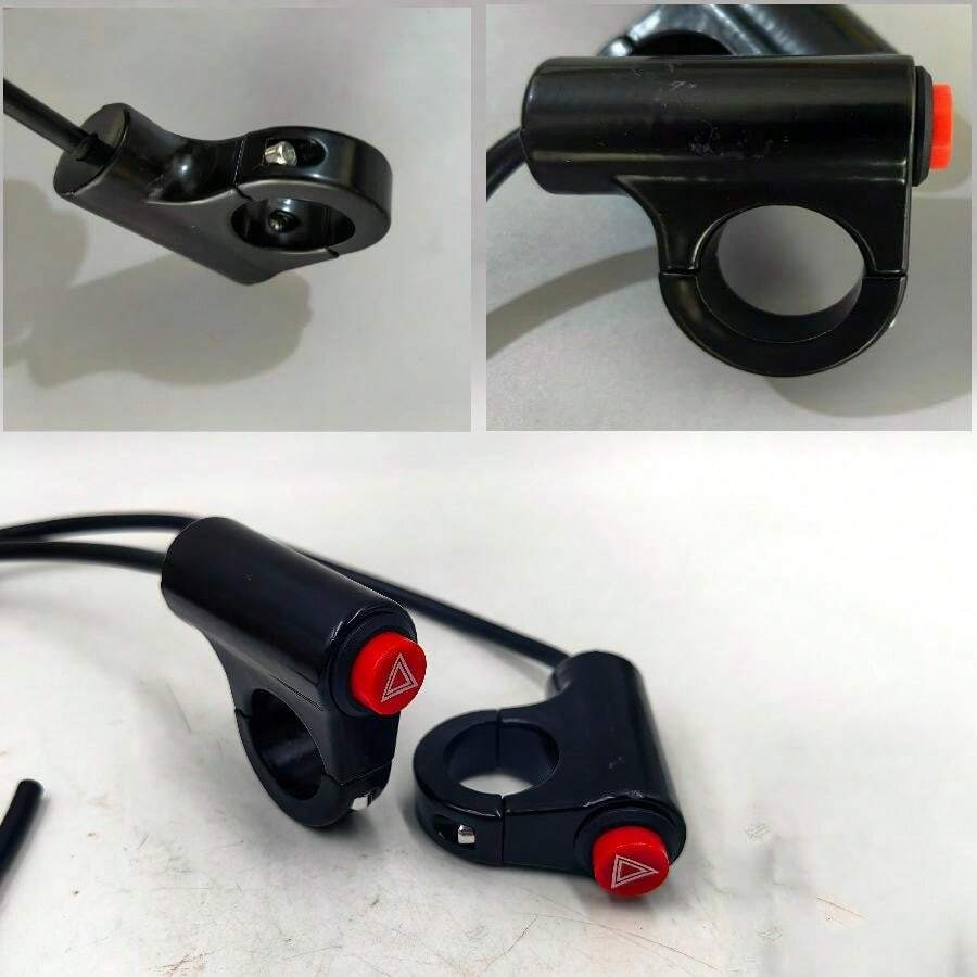 1 Pieza Botón De Interruptor De Luz De Emergencia De Advertencia Doble Para Motocicleta Y Vehículos Eléctricos - Negro - Ver 1