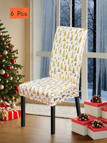 1 szt./4 szt./6 szt. Bardzo rozciągliwe pokrowce na krzesła z folii złotej na Boże Narodzenie, odpowiednie do kuchni, jadalni, na imprezy, odporne na kurz i brud dekoracyjne pokrowce na krzesła