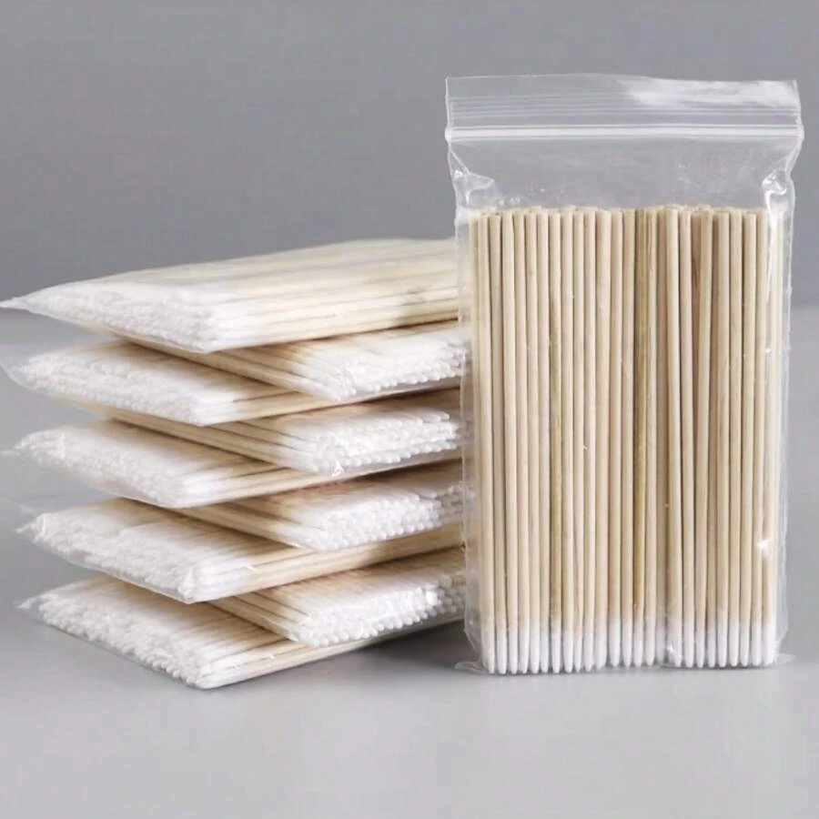 200 Palitos Com Algodão De Limpeza Alinhamento Henna Micropigmentação Unha Boca