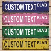 1 tấm biển báo đường phố bằng kim loại được cá nhân hóa với văn bản và mũi tên tùy chỉnh, trang trí ngoài trời 16"X4", quà tặng, trang trí phòng, thiết kế phòng ngủ, trang trí nhà cửa - Nhiều màu - Xem 4