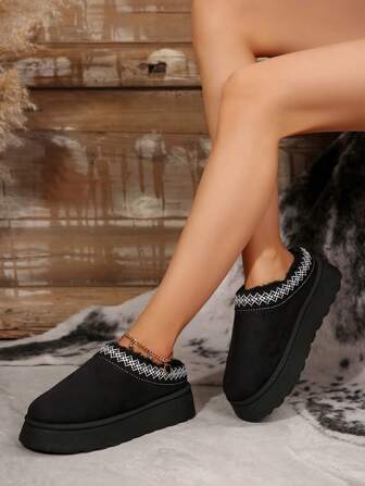 2025 Vinterulltofflor, Dam 2024 Nya Shearlingfoder Tjock Sula Snökängor, Slutna Tå Slip-On Slides, Moderiktiga, Pälskängor