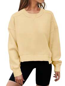 Camiseta deportiva corta de silueta grande para mujer, sudadera con capucha de color liso para ocio de mujer