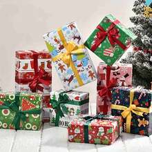 Đồ trang trí Giáng sinh 8 món Giấy gói quà Giáng sinh lấp lánh - Giấy đồng đôi có hình ông già Noel hoạt hình và thiết kế cây thông cho quà tặng ngày lễ - Nhiều màu - Xem 7