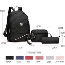 DIOSA LUNA Conjunto De Mochila Y Bolsas Modernas Para Mujer, 3 Piezas - Negro - Ver 2