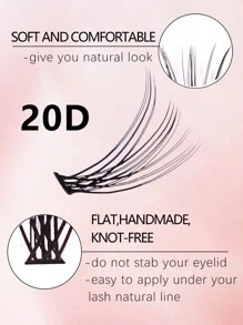 240pcs 12 Rows Natural Looking Lightweight Mixed Faux Mink Eyelashes For Women Daily Wear & Party Lash Clusters, Eyelash Clusters, Individual Eyelashes, Lashes, Fake Lashes - Black - View 4