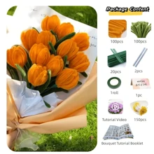 [375pcs]200pcs Pipe Cleaners Craft Supplies With Metal Rods, Hot Melt Sticks, Garden Tape, Gift Card, Flower Core, 1 Tulip Bouquet Tutorial Booklet, DIY Crafts Pipe Cleaner Chenille Stems Kits For Flower Making, Mother's Day Gift, Graduation Wedding Birthday Gift - Bouquet Of Multi-colored Tulips - View 14