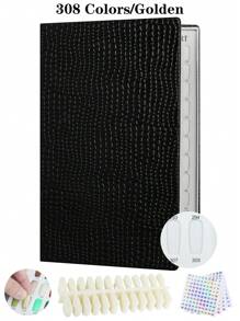 308/216/160/120 Marble Texture Professional Nail Art Display Book, DIY Nail Polish Color Chart Display Board, Includes Fake Nails Tools And Numbered Stickers, Premium Texture - Multicolor - View 23