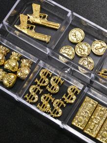 6-Grid Box 25Pcs New Luxury Gold Alloy Money Bag Nail Art Decorations Supplies Nails Nail Charms Nail Gems