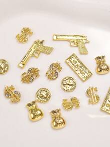 6-Grid Box 25Pcs New Luxury Gold Alloy Money Bag Nail Art Decorations Supplies Nails Nail Charms Nail Gems