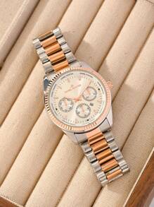 1 件 Daniel Powter 男士金色、银色、黑色锌合金表带休闲商务模拟石英表带带日期功能，适合约会、情人节、周年纪念礼物 - 漸層 - 查看 9