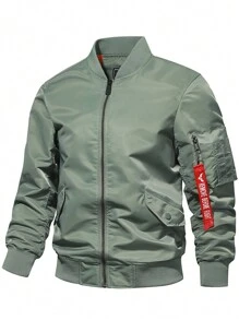 Áo khoác trùm đầu có khóa kéo dành cho nam có túi, áo gió ngoài trời thường ngày họa tiết camo - Màu xanh Ô liu - Xem 1