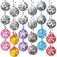 1 bộ đồ trang trí treo theo chủ đề tiệc Disco - Vòng hoa, đồ trang trí tường, dây ruy băng hình quả cầu Disco, Giáng sinh - Nhiều màu - Xem 1