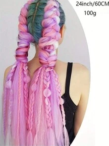 Extensiones de cabello con trenzas de colores con liga, piezas de cabello sintético trenzado de colores para accesorios de cabello trenzado, cabello ondulado postizo para mujeres y niñas para vestirse de fiesta, destacados - Multicolor - Ver 8