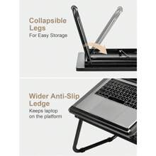Foldable Laptop Desk, Laptop Table With Cup Holder, Height Adjustable Computer Bed Tray Table, Reading Holder Notebook Stand For Eating Reading Working - Black - View 6