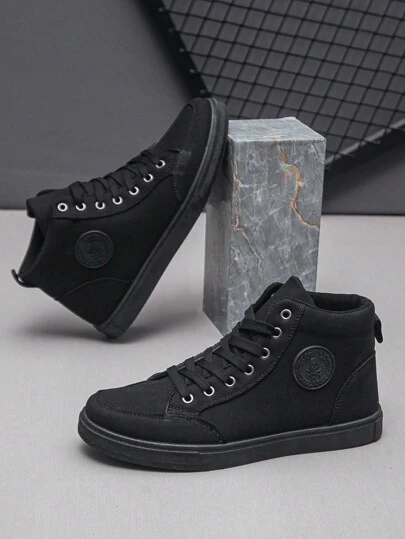 Men's Fashionable Minimalist Casual Sports Sneakers, Anti-Slip Student Athletic High Top Breathable Shoes Valentines, Suitable For Jeans Active Wear