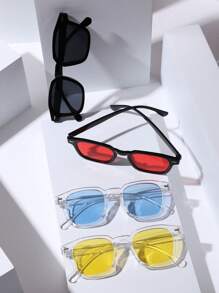 4 pièces Lunettes de soleil classiques carrées pour hommes, mode pour usage quotidien, vacances à la plage, extérieur, voyages, rentrée scolaire, look preppy à la mode