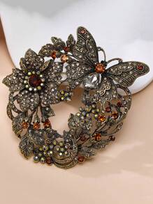 Luxury Vintage Brooch - Sparkling Crystal Butterfly & Flower Design, Personalized Elegant Jewelry, Suitable For Daily Wear And Party Outfits, Graceful Decorative Accessory, Gift For Valentine's Day, Mother's Day - Butterfly Wreath - View 10