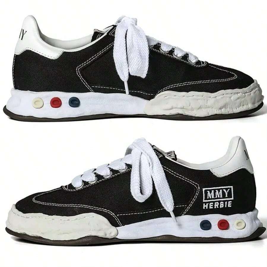 Maison Mihara Yasuhiro Herbie Sole Canvas Low Top Sneakers Black - 黑色 - 查看 1