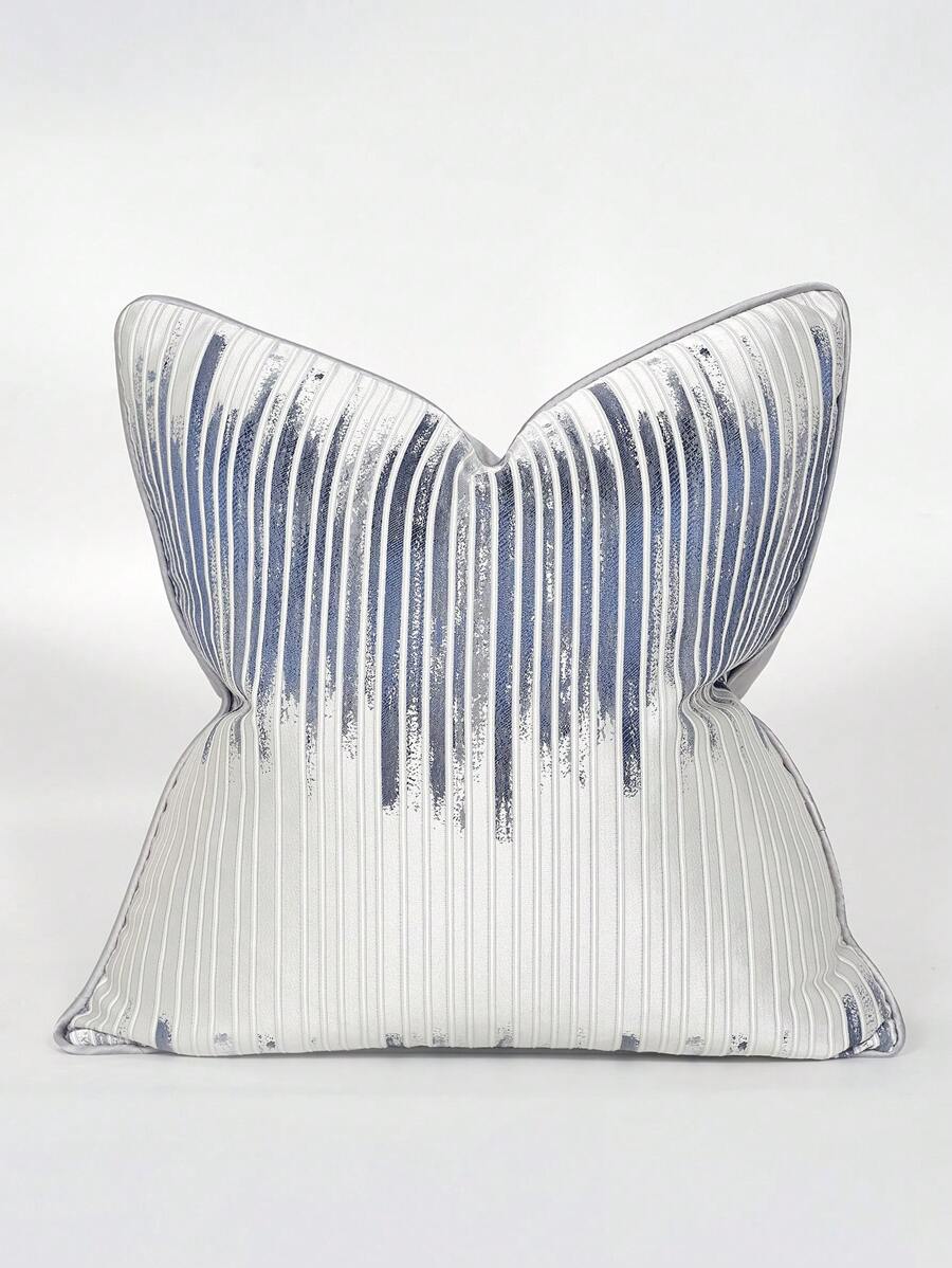 1 件黑色和灰色漸變條紋枕套,現代優雅聚酯提花鋼琴條紋墊套（圖案位置隨機）適合客廳、臥室、沙發、床,四季 - 灰色 - 查看 1